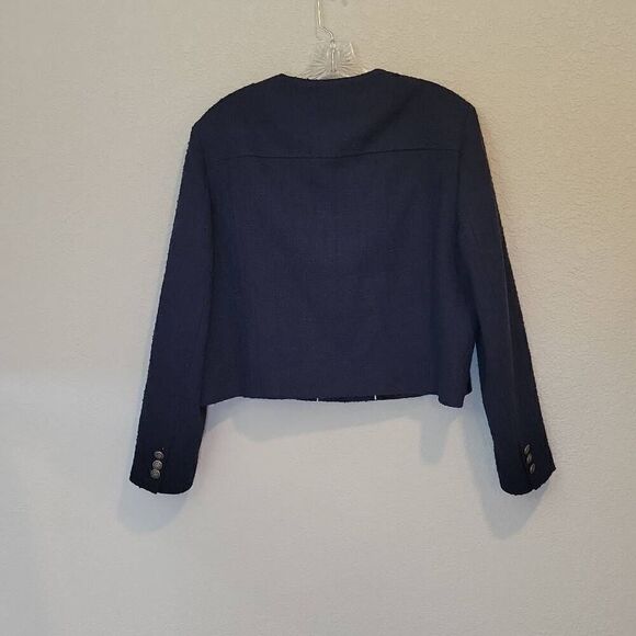 Ted Baker Cropped Boucle Cotton Wool Blend Jacket Size Ted 5/ US 12 - Picture 3 of 10